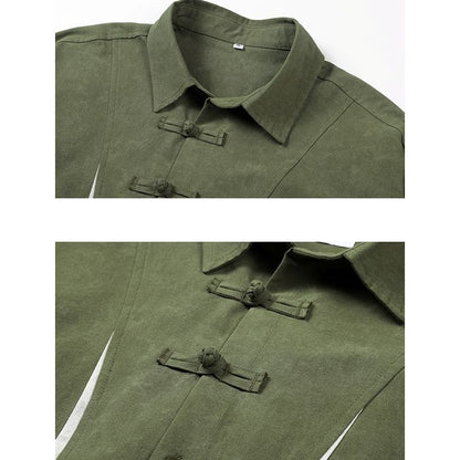 デザインボタン バイカラー シャツ　M10367