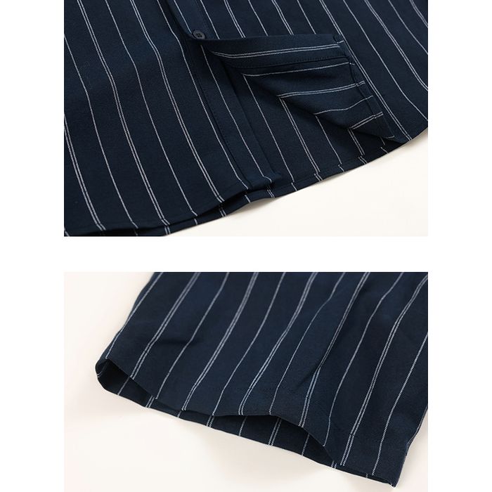 ストライプ柄 ポケット付 半袖シャツ　M10228