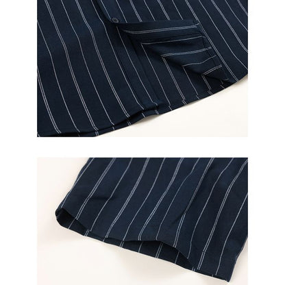 ストライプ柄 ポケット付 半袖シャツ　M10228