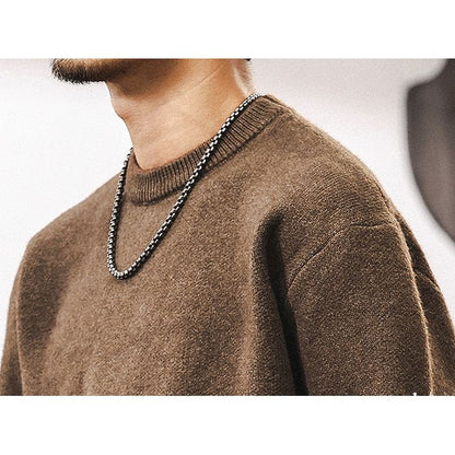 ストライプ柄切替 ニット プルオーバー　M10344