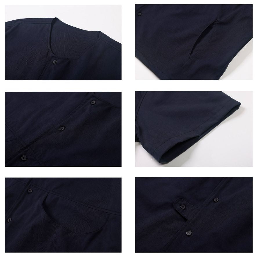 ノーカラー ワイド 半袖シャツ　M10734