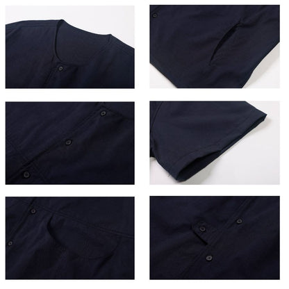 ノーカラー ワイド 半袖シャツ　M10734
