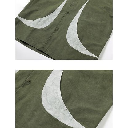 デザインボタン バイカラー シャツ　M10367