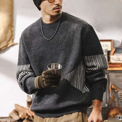 ストライプ柄切替 ニット プルオーバー　M10344