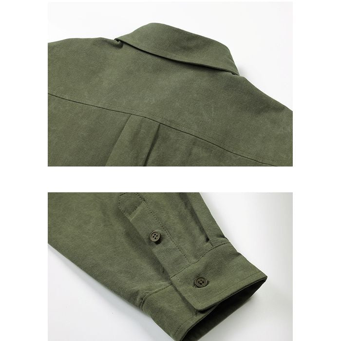 デザインボタン バイカラー シャツ　M10367