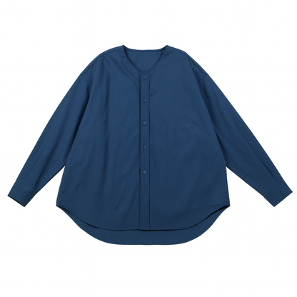 ラウンドネック ノーカラーシャツ　M10369