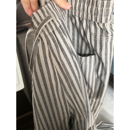 ストライプ ドレープワイドパンツ M10460