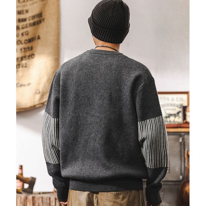 ストライプ柄切替 ニット プルオーバー　M10344