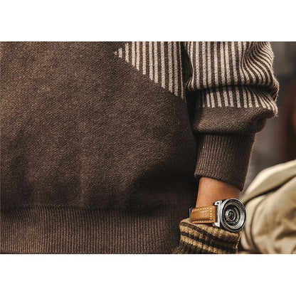 ストライプ柄切替 ニット プルオーバー　M10344