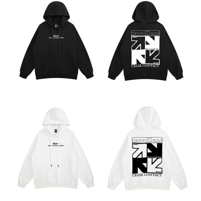 矢印プリント オーバーサイズ フーディ　M10493