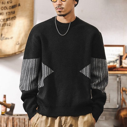 ストライプ柄切替 ニット プルオーバー　M10344