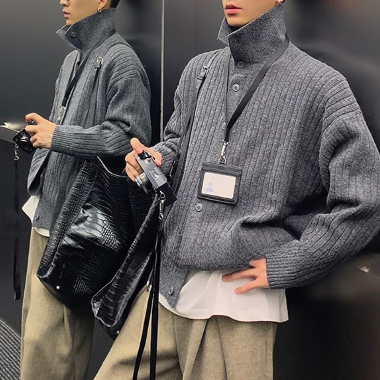 襟付き2WAYニットカーディガン M10461