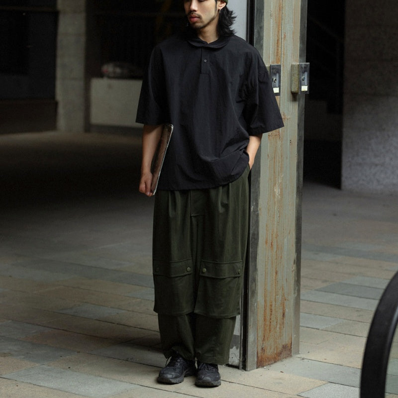ラウンドカラー 半袖シャツ　M10728