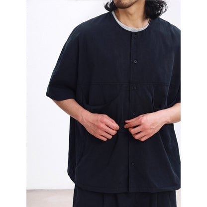 ノーカラー ワイド 半袖シャツ　M10734
