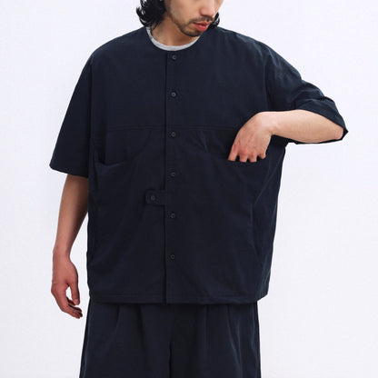 ノーカラー ワイド 半袖シャツ　M10734