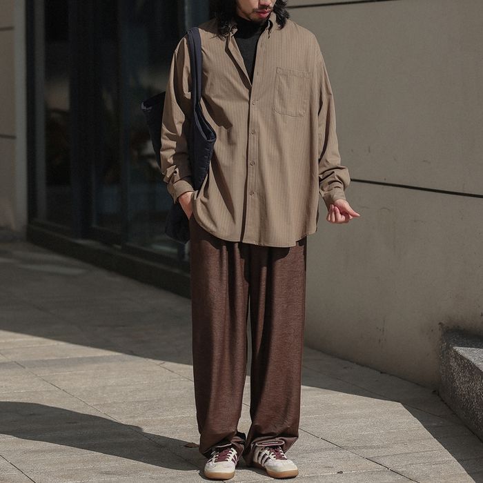 同色ストライプ 長袖シャツ　M10335