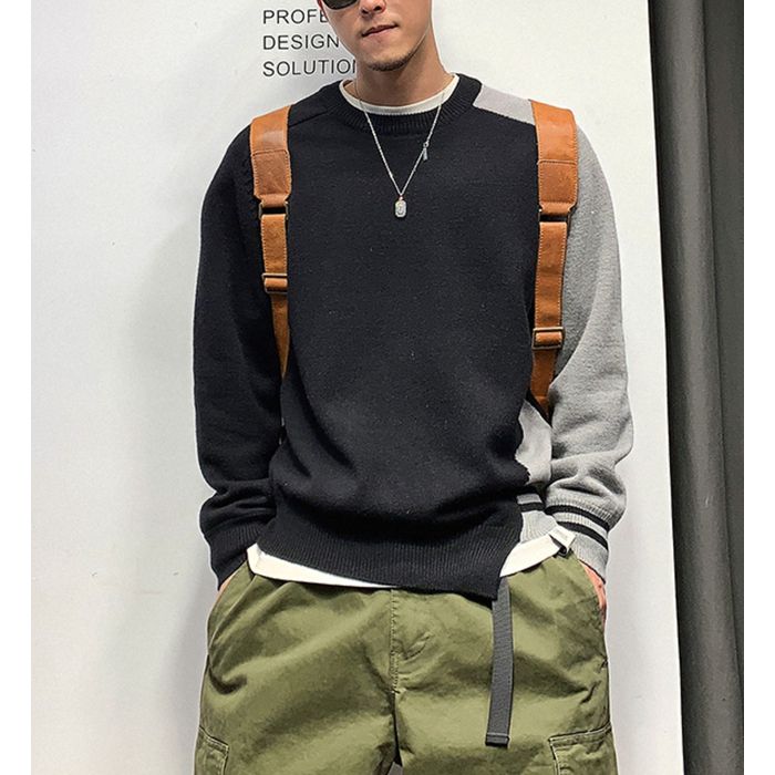 アシンメトリーカラーブロック ニット　M10528