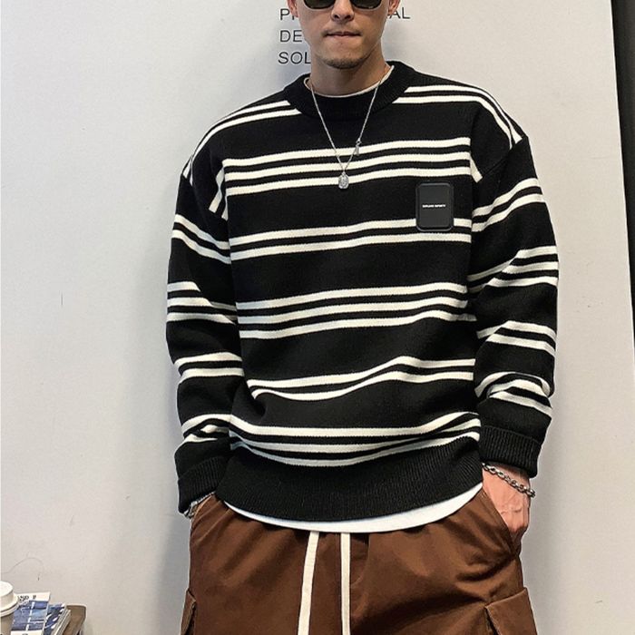 ロゴラベル ボーダーニット　M10521