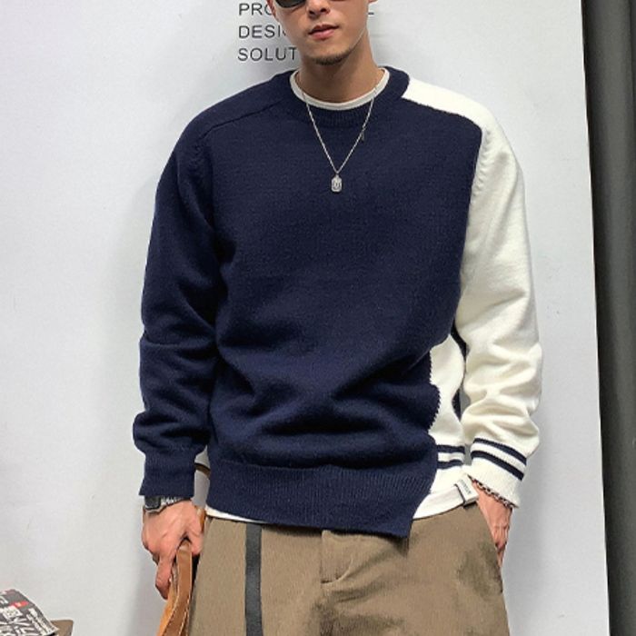 アシンメトリーカラーブロック ニット　M10528