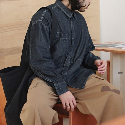 アシンメトリーデザイン デニムシャツ　M10010