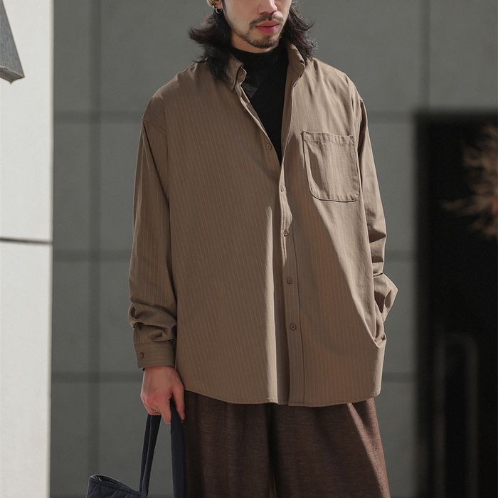 同色ストライプ 長袖シャツ　M10335