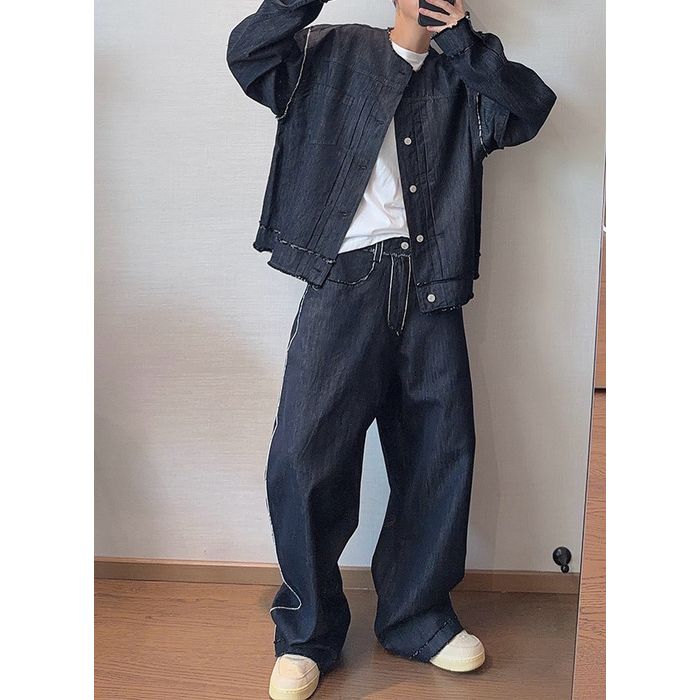 カットオフ デニム ノーカラージャケット　M10812