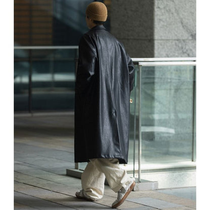 フェイクレザー ロングコート　M10354