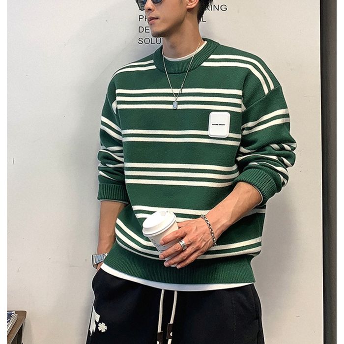 ロゴラベル ボーダーニット　M10521