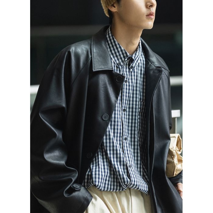 フェイクレザー ロングコート　M10354