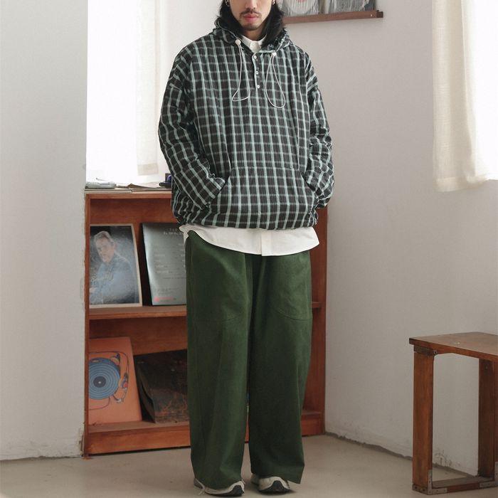 チェック柄 プルオーバー フーディ　M10373