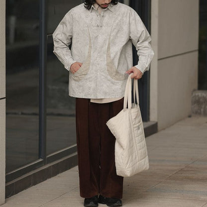 デザインボタン バイカラー シャツ　M10367