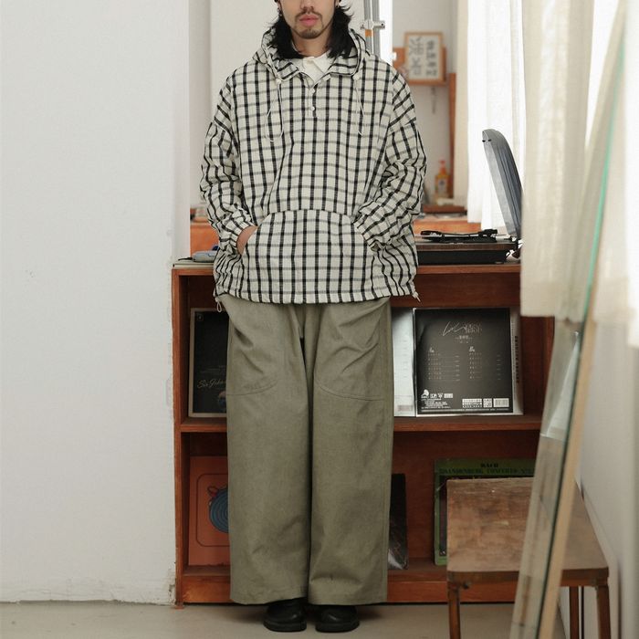 チェック柄 プルオーバー フーディ　M10373