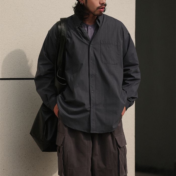 同色ストライプ 長袖シャツ　M10335