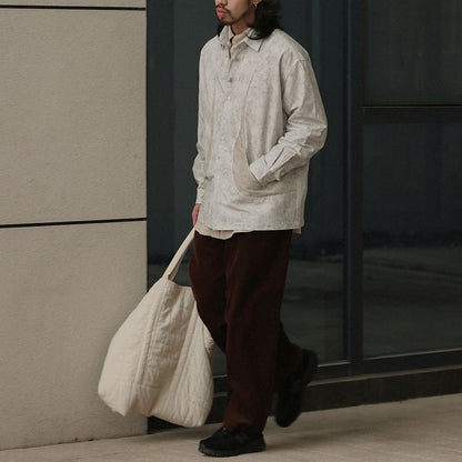 デザインボタン バイカラー シャツ　M10367