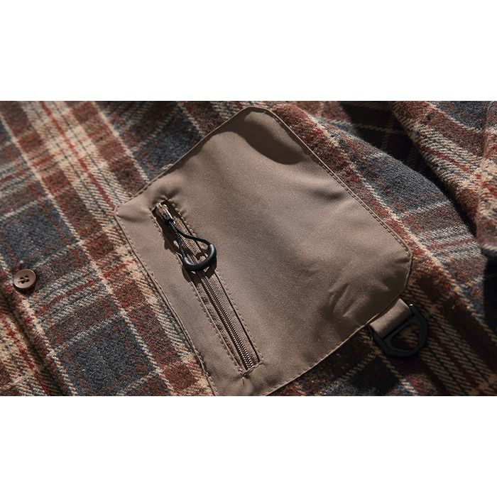 異素材ポケット チェック柄シャツ M10589