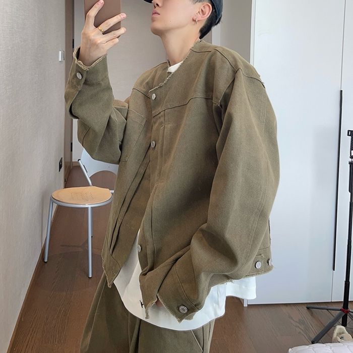 アシンメトリーデザイン ノーカラージャケット M10585