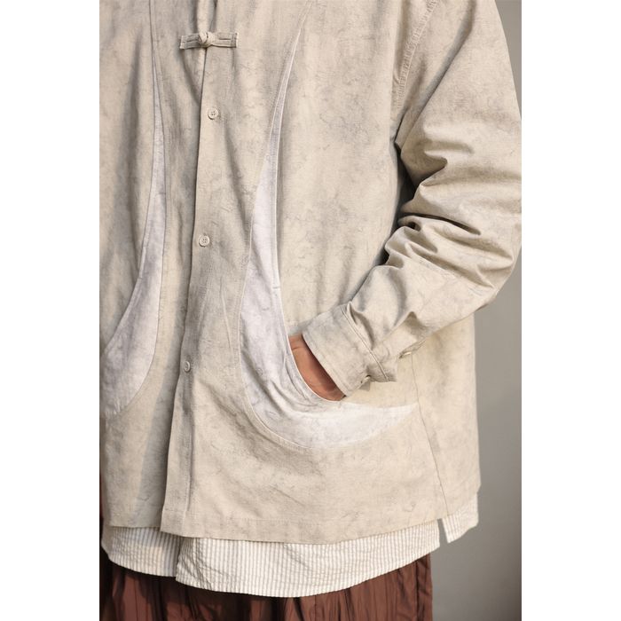 デザインボタン バイカラー シャツ　M10367