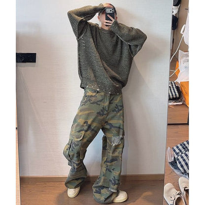 ダメージ ニット プルオーバー　M10811