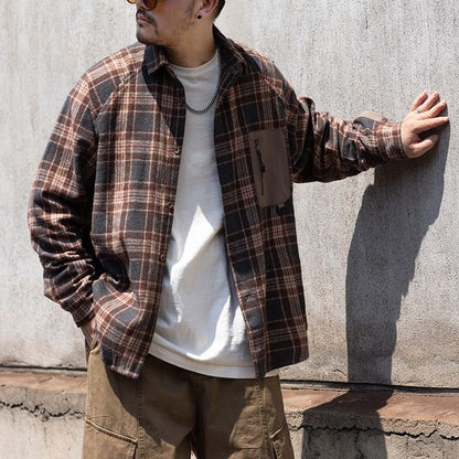 異素材ポケット チェック柄シャツ M10589