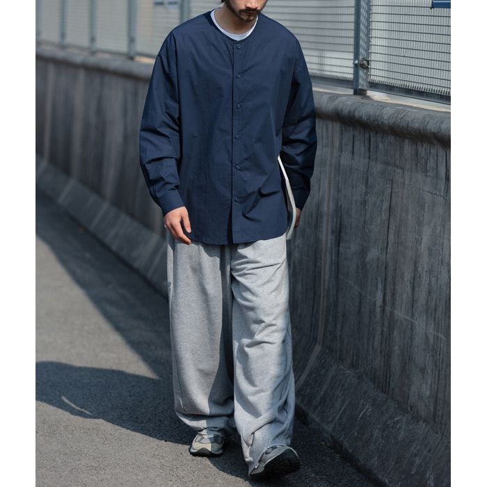 ラウンドネック ノーカラーシャツ　M10369