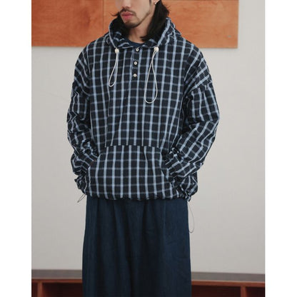 チェック柄 プルオーバー フーディ　M10373