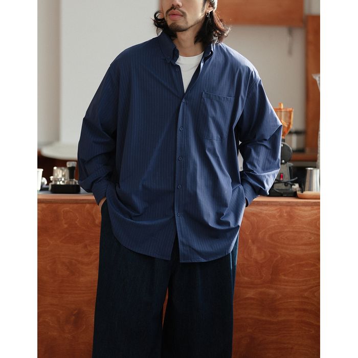 同色ストライプ 長袖シャツ　M10335