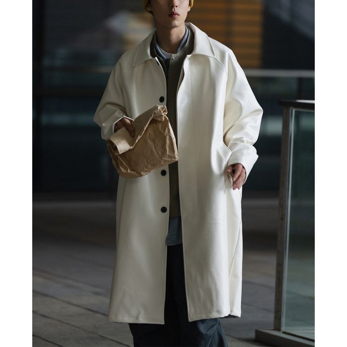 フェイクレザー ロングコート　M10354