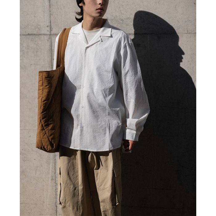 オープンカラー 長袖シャツ　M10371