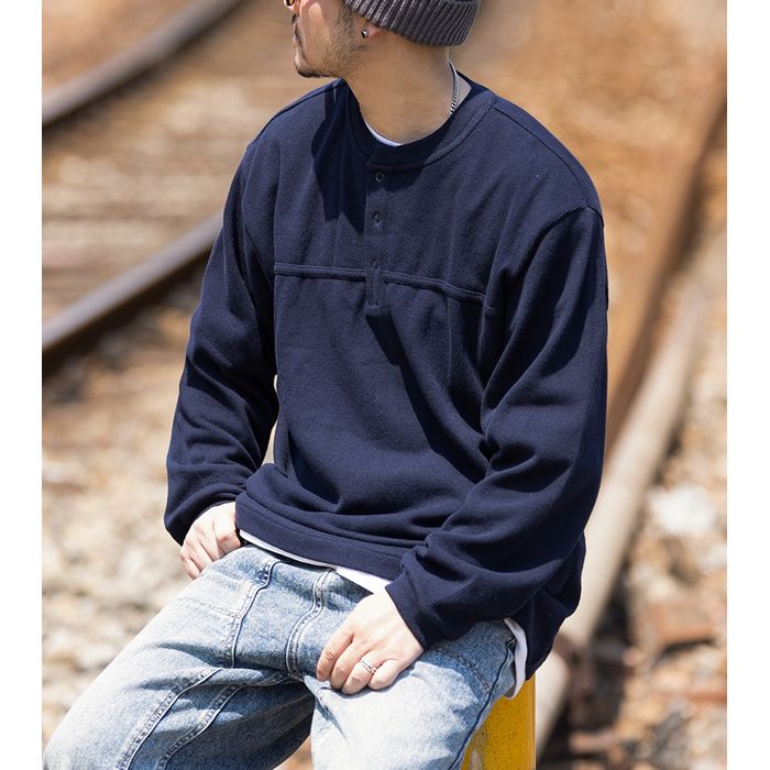 ヘンリーネック 長袖Tシャツ　M10591