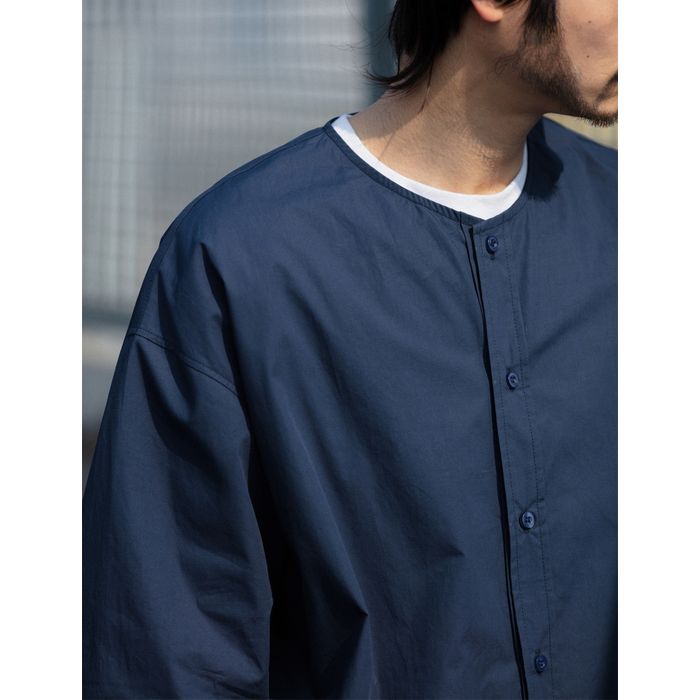 ラウンドネック ノーカラーシャツ　M10369