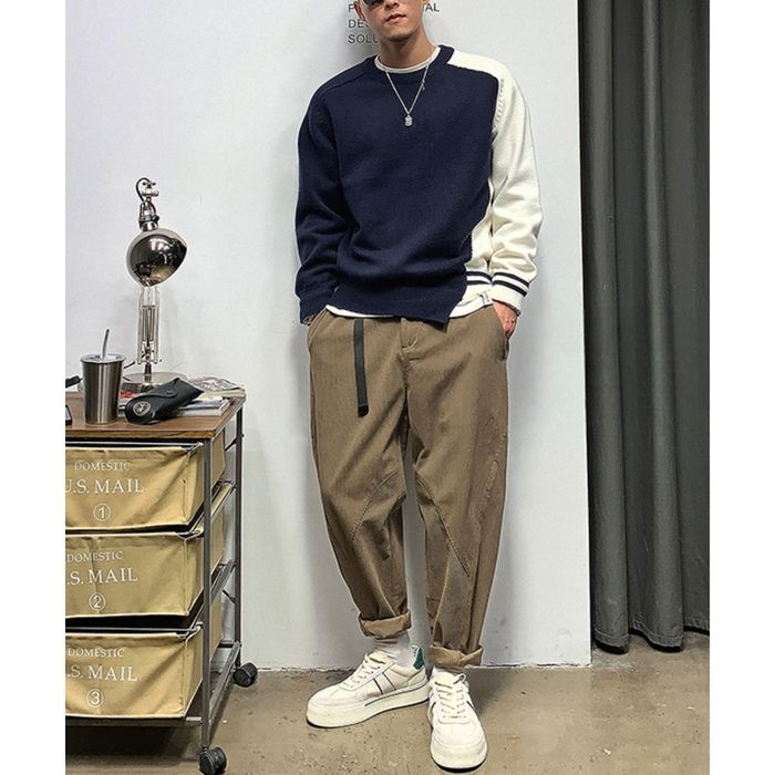 アシンメトリーカラーブロック ニット　M10528