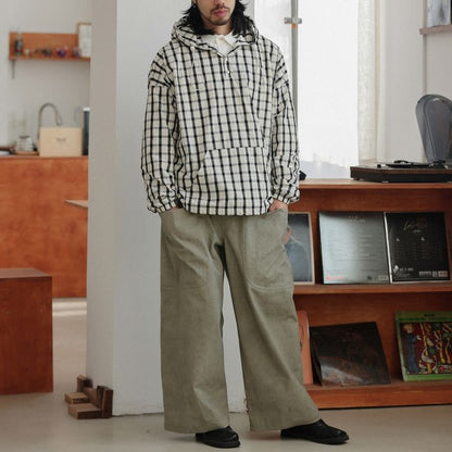 チェック柄 プルオーバー フーディ　M10373