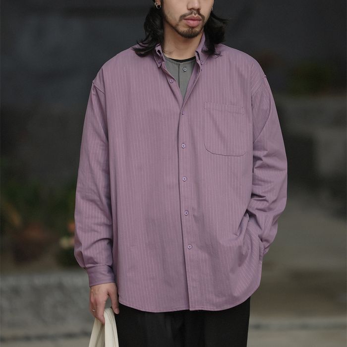 同色ストライプ 長袖シャツ　M10335
