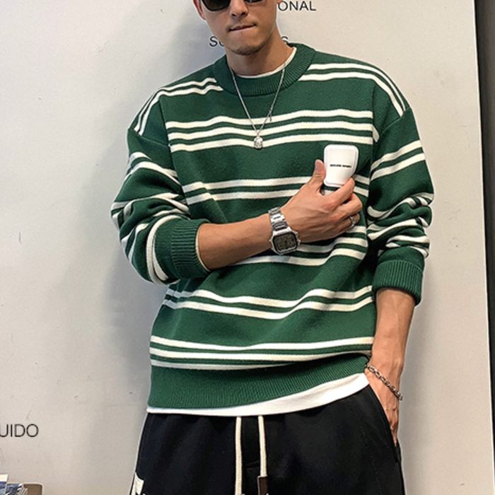 ロゴラベル ボーダーニット　M10521